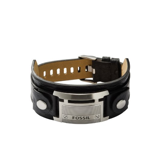 FOSSIL  JF84816040 Herren Armband Edelstahl Leder schwarz 25 cm
