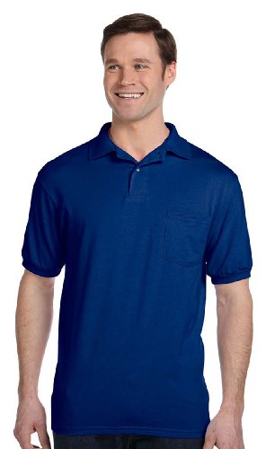 HanesMen's 5.2 oz Hanes STEDMAN Blended Jersey Pocket Polo,Deep Royal,XL