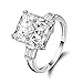 Erllo 5 Carats Square Cubic Zirconia Baguette CZ 3 Stone 925 Sterling Silver Engagement Wedding Rings