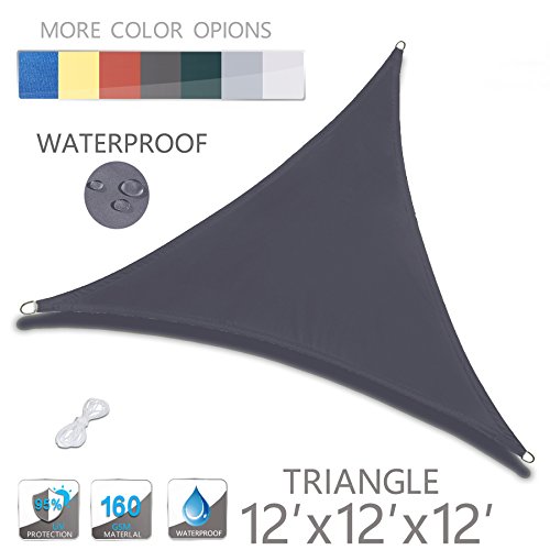 Love Story 12′ x 12′ x 12′ Triangle Charcoal Waterproof Sun Shade Sail Perfect ...