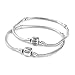 Yeshan 5PCS Women Silver Plated Bracelet Snake Chain with Classic Bead Barrel Clasp Fits All Chamilia Troll Biagi Beads-8.7inch