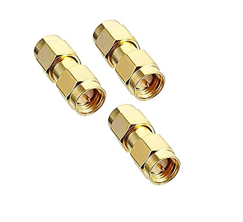 Wvzong 3-Pack SMA Male to SMA Male Adapter, Gold Plated RF Coaxial Connector for Wi-Fi Antenna Extension, Router Signal Repeater, Radio, FPV Drone, and CCTV - 50 Ohm Low Loss — image 1