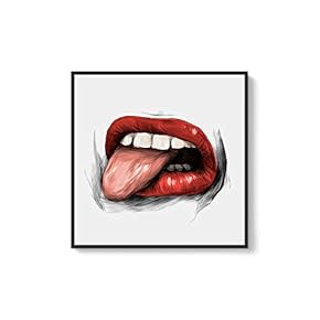 Framed Canvas Wall Art Sexy Lips Canvas Prints Home Artwork Decoration for Living Room,Bedroom - 16x16 inches
