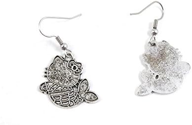 100 Pairs Jewelry Making Antique Silver Tone Earring Supplies Hooks Findings Charms J5AI6 Hello Kitty Mermaid
