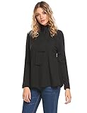 Zeagoo Women Halter Tops Casual Tie Front Long Sleeve Solid Party Shirt Blouse