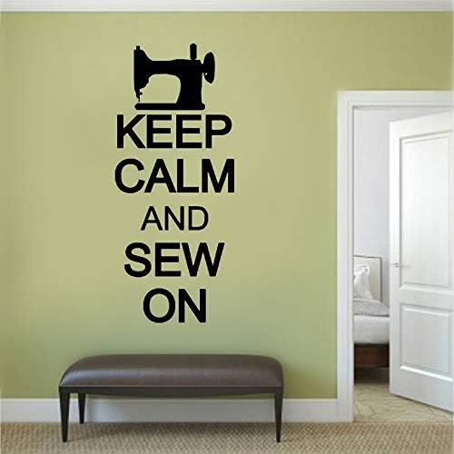 nkfrjz Keep Calm and Sew On Quote Wall Sticker Sewing Design Vinyl Wall Decal Removable Quilting Wall Window Poster Sewing Decor 57x133cm