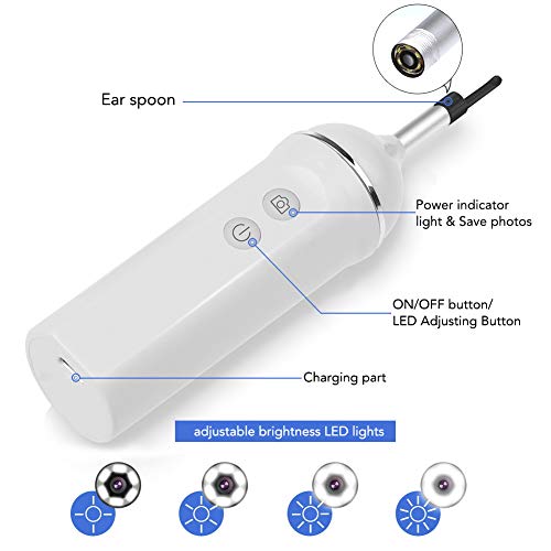 Otoscope Ear Cleaner Wireless Ear Camera 720P HD Earwax Removal Tool with 6 Adjustable LEDs for iOS and Android Smartphone, iPhone, iPad, Samsung