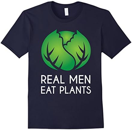 Men's Real Men Eat Plants T-Shirt Vegan Vegetarian Plant Based Large Navy