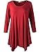 LARACE Plus Size Tops for Women 3/4 Sleeve Shirts Tunic Tops Loose Fit Basic Lady Clothes (1X, Wine Red)