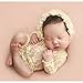 Zeroest Newborn Photography Props Lace Romper Baby Photography Outfits Girl Lace Bonnet Hats Outfit Newborn Girl Photoshoot (Beige)