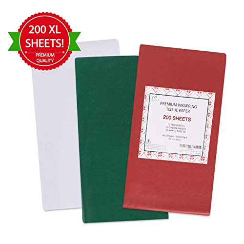 MOMONI Premium 200 Sheets 20" x 20" Christmas Tissue Paper Bulk (Red, Green, White) for Tissue Paper Christmas Gift Wrapping for Gifts, Wine Bottles, and Christmas Gift Decoration. - Thumbnail 7