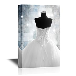 White Wedding Dress on Vintage Background