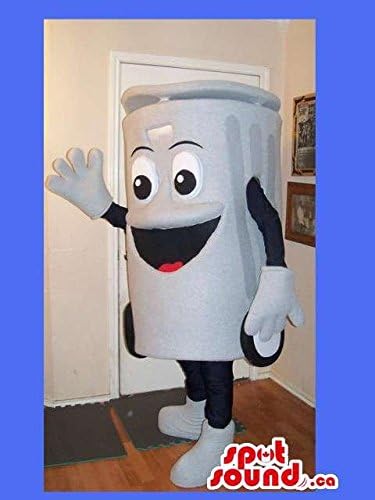 White Recycling Box Mascot SpotSound US With Peculiar Face And Wheels