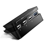 Ideashop PS4 Slim Hub, 4 USB Port Hub for PS4 Slim, USB 3.1 USB 2.0 Super Transfer Speed Charger Controller Splitter Expansion Adapter With LED Light for PS4 Slim