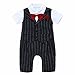 Baby Boy Short Sleeve With Bowtie Checked Gentleman Romper Toddler Outfit Clothing Set 1pcs Jumpsuit (Label 80 / 6-12 Months, Black)