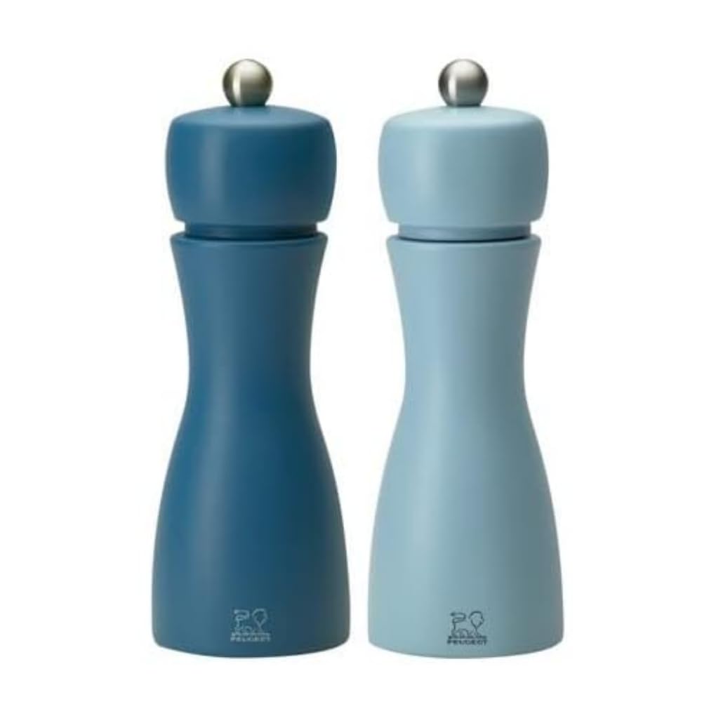 Peugeot - Tahiti Salt & Pepper Mill Set - Beechwood, Petrol Blue & Sky Blue, 15 cm