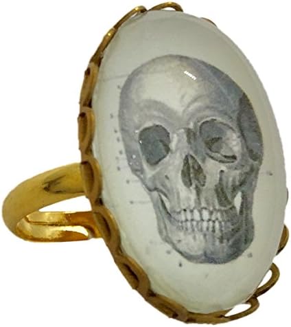Schmutzerland Skull Skeleton Adjustable Brass Ring Made in the USA