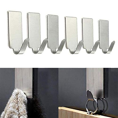 image for 6/8Pcs Self Adhesive Stainless Steel Hook Hanger GoodLock Home Kitchen