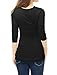 Allegra K Women's Cowl Neck Long Sleeves Buttons Decor Ruched Top Large Black