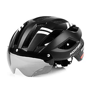 MOKFIRE Bike Helmet Mountain Bicycle Helmets with Safety LED Back Light Detachable Magnetic Goggles Road Cycling Helmets…