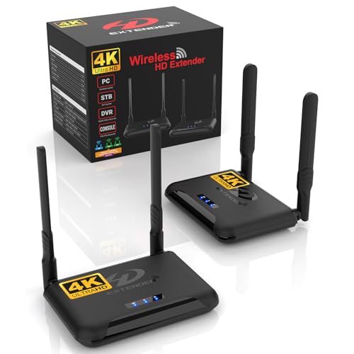 Wireless HDMI Transmitter and Receiver 4K 30Hz, BEQOOL 820Ft/250m Wireless HDMI Extender Kit, IR Support, Streaming Media Video Audio from Laptop, PC, Cable Box to Monitor, Projector, HDTV