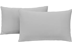 N&Y HOME Jersey Knit Pillow Cases Standard/Queen Set of 2 - Grey Pillowcases with Ultra Soft T-Shirt Like Microfiber Blend - Envelope Closure & Suitable for Queen/Standard Pillows, Light Gray