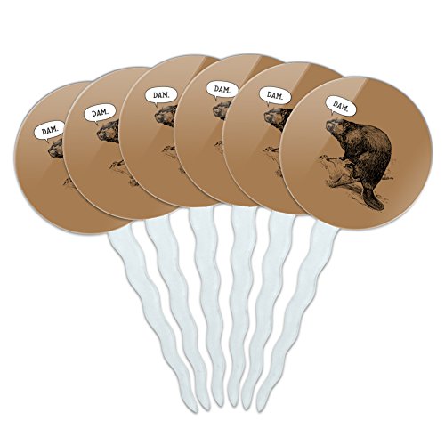 GRAPHICS & MORE Beaver Vintage Dam Damn Cupcake Picks Toppers Decoration Set of 6