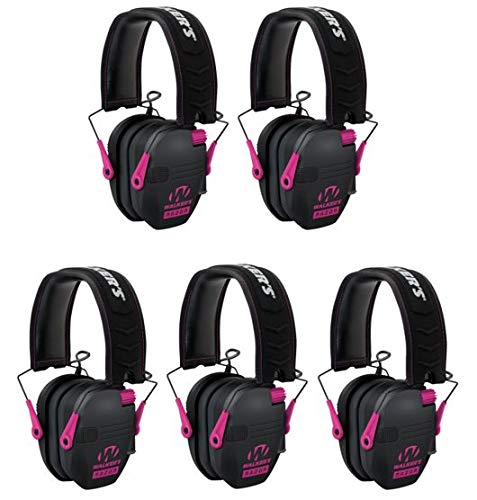 Walkers GWPRSEMPNK Razor Slim Folding Electronic Earmuff 23 dB Black/Pink - 5 Pack