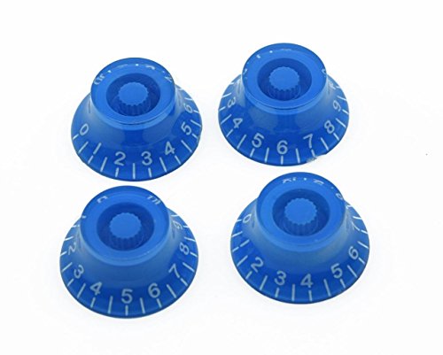KAISH 4pcs Blue w/ White Number LP Guitar Bell Knobs Top Hat Knobs for Les Paul