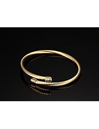 Set de brazaletes tipo esclava de cable de alambre retorcido apilables, triple de acero inoxidable de moda para mujer, acero inoxidable, MG-B-074