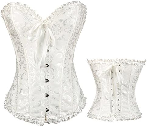 Women Bustier Corset Overbust Slim Corset Strapless White L