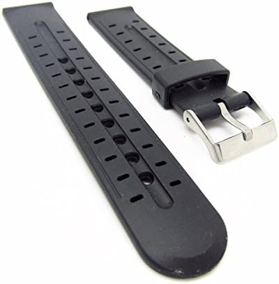 20mm Black Sport Rubber Watch Band Strap Fits Timex &amp; Seiko