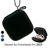 Portable Carrying case for Powerbeats Pro 2019, Full Body Protection case with Anti-Lost & Shockproof, Carabiner with Wrist Strap,The Newest Design for Powerbeats Pro 2019 (Black) [No Headphones]