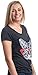 Ann Arbor T-shirt Co. Red Linda Glasses Cat | Sassy Funny Kitty Belcher Cute V-Neck T-Shirt for Women-(Vneck,L)