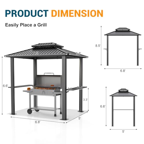 TOOLUCK 6x8 Hardtop Grill Gazebo Review: BBQ Shelter with Double Roof & Shelves image 21