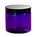 Purple 16 oz PET Plastic (BPA Free) Large Refillable Jar with Smooth Black Lids- (6 Pack)