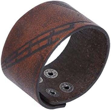 Unisex Genuine Leather Cuff Bracelet Bange Rope Wrap Wristband 8''can Adjustable Brown