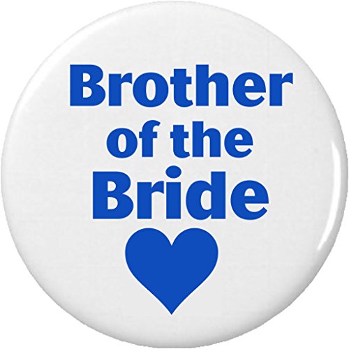 Brother of the Bride Blue Heart 2.25' Large Button Pin Wedding Bridal Party