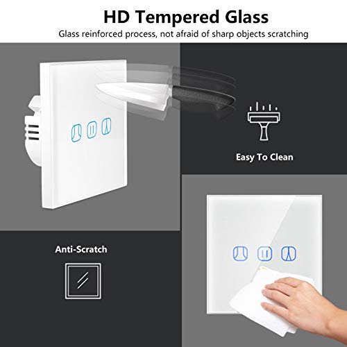 LCAZ Interruptor de cortina inteligente WiFi panel de interruptor de pared inteligente tctil interruptor de temporizador inalmbrico compatible con Alexa y Google Assistant