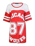 Forever Women's Chicago 87 Wolves Print Fishnet Oversize Baggy Top