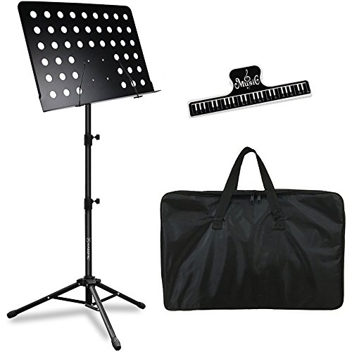 Kasonic Music Stand for Sheet Music Professional Collapsible Folding Travel Metal Music Stand With Carrying Bag and Music Sheet Clip Holder