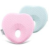 E-A Baby Pillow Preventing Flat Head Syndrome, Head Shaping for Infant, Peacefuly Sleep for Newborn, Cute Breathable and Soft Cover, Blue or Pink