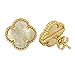Gold Plated Brass Mother of Pearl Four Leaf Stud Earrings