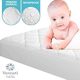 Venneti Crib Mattress Cover - Organic Cotton Waterproof Mattress Protector for Newborn - Premium Quality Hypoallergenic and Breathable Fabrics - Soft and Comfortable - (28" x 52" x 7")