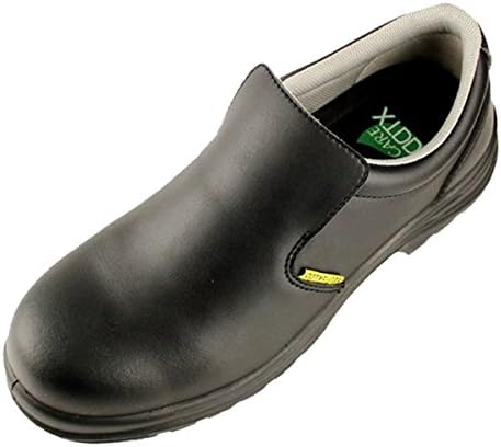 DDTX Men's Slip on Work Shoes Smash-Proof S2 SRC Slip Resistant Chef Shoes Black