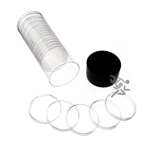 Black Lid Capsule Tube & 20 Air-Tite H40 Direct Fit Coin Holders for 1oz Silver Eagles