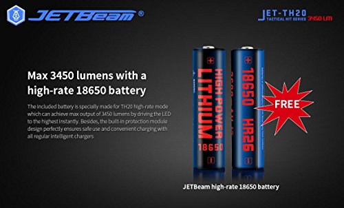 JETBeam TH20 Ultra Bright Tactical Triple Switch XHP70.2 LED Flashlight - 3450 Lumen - Using one 18650 battery