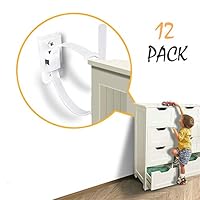 Furniture Straps (12-Pack) Baby Proofing Furniture Anchors Anti Tip Kit, Wall Furniture Straps Protect Children