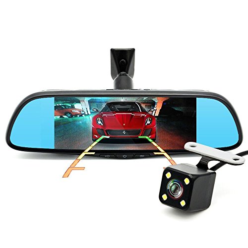 junsun 7" GPS Navigation Mirror Bluetooth Touch Special Android 16GB for Ford Car DVR Dual Lens Camera Rear WiFi FM Transmit