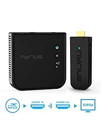 Nyrius Aries Pro Transmisor y receptor inalámbrico HDMI para transmitir video 3D HD de 1080p desde una computadora portátil, PC, cable, Netflix, YouTube, PS4, Xbox 1, Drones, cámara Pro, a HDTV   Proyector   Monitor (NPCS600)